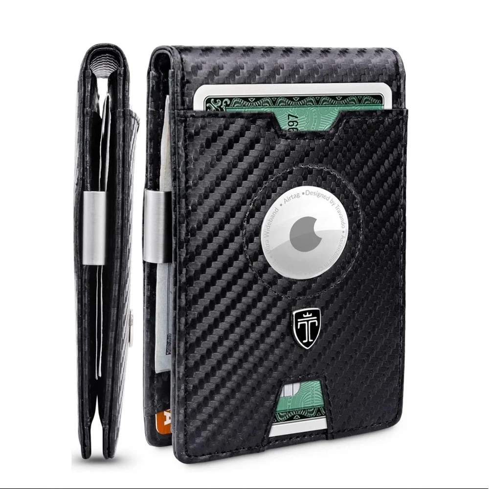 TRAVANDO AirTag RFID Wallet w/ Money Clip Card Holder RFID Blocking Bifold Gift